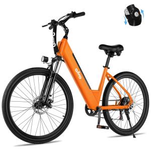 Bicicleta Elétrica Urbana Step-Thru Qlife Cityone, Bateria Removível 36V Certificação UL2849, Rodas 26", Suspensão Frontal, Pneus 2,1"