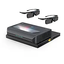 Projetor a laser ultracurto NexiGo Aurora Pro MKII com bandeja motorizada AS200 e óculos 3D 4K tri‑laser 2400 lúmen Dolby Vision Atmos 110V