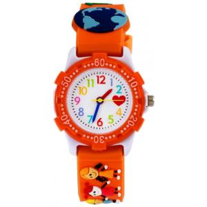 Relógio Analógico com Banda de Silicone 3D para Crianças de 3 até 10 Anos, AMY, Laranja