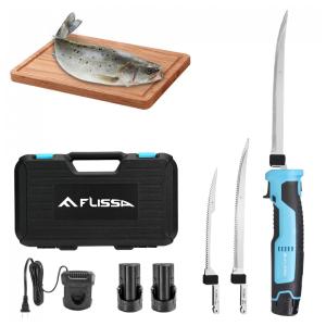Faca Elétrica Sem Fio FLISSA para Filé de Peixe com Lâminas de Aço Inoxidável, Faca Elétrica Recarregável com Cabo Antiderrapante
