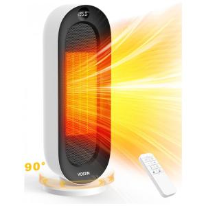 Aquecedor Elétrico de Cerâmica com Controle Remoto, Temporizador e Tela LCD, 1500W 110V, KEERCIGA, Branco