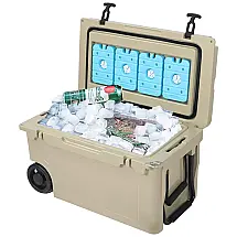 Cooler Térmico Portátil 45 Litros com Alça e Rodas, REDCAMP, Marrom