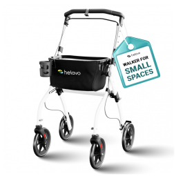 Andador Adulto Idoso Dobrável Helavo com Bolsa Projetado para Casas Estreitas, Branco