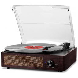 Toca-discos de Vinil com Receptor Bluetooth Integrado e 2 Alto-falantes Estéreo, 3 Velocidades e 3 Tamanhos Portátil Retrô,cotsoco