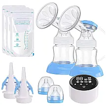 Bomba Tira Leite Dupla Portátil com Painel Digital 4 Modos, 9 Níveis de Sucção e, Branca, ALOBEBY FHIKB3, Branco