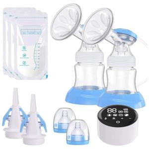 Bomba Tira Leite Dupla Portátil com Painel Digital 4 Modos, 9 Níveis de Sucção e, Branca, ALOBEBY FHIKB3, Branco