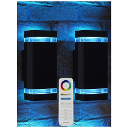 Rosykite Arandela Luminária Inteligente Externa de Parede à prova dágua 1200LM 2700K com Controle Remoto, 2 Unidades, Preta