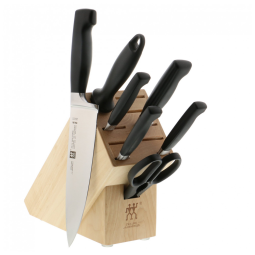 ZWILLING J.A. Conjunto de Facas em Aço Inoxidável com Afiador Embutido e Bloco de Bancada 8 Peças, HENCKELS 35065 700, Preto