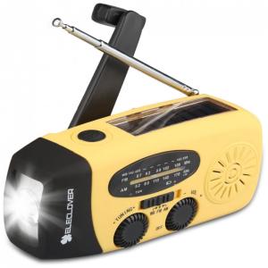 Rádio AM FM e NOAA 1000mAh Com Bateria Solar ou Manivela de Recarga USB à Prova Dágua