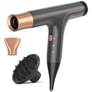 Lightweight Secador de Cabelo Profissional com 3 Velocidades e 3 Temperaturas, 1100W, UMOOT, Cinza
