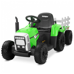 Trator Elétrico Infantil com Pneus de EVA e Motores Duplos de 35W, 12V 7AH, Kidzone, Verde