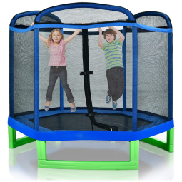 Cama Elastica Infantil com Diâmetro e Rede de Proteção para até 100 kg, JOYMOR, Azul