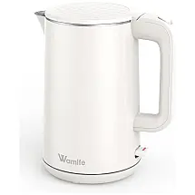 Chaleira Elétrica 1.5L com Proteção de Fervura e Aço Inoxidável, 1500W, Branca, 110v, WAMIFE, Branco