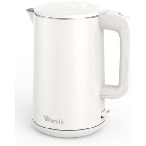 Chaleira Elétrica 1.5L com Proteção de Fervura e Aço Inoxidável, 1500W, Branca, 110v, WAMIFE, Branco