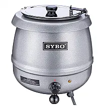 Caldeirão Elétrico Profissional para Sopa 10 Litros com Controle de Temperatura em Aço Inoxidável, 110V 400W, SYBO, Prata