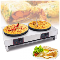 Máquina de Crepe Elétrica Chapa Dupla antiaderente de Aço inoxidável, 110v, YIYIBYUS, Prateado