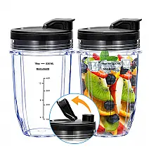 Kit Jarras Reposição Ninja 532 ml ABTER Preto Tampas Sip Seal para BL450 BL480 BL642 BN401