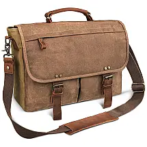 Bolsa mensageiro para laptop emissary bolsa de lona e couro de ombro 15,6