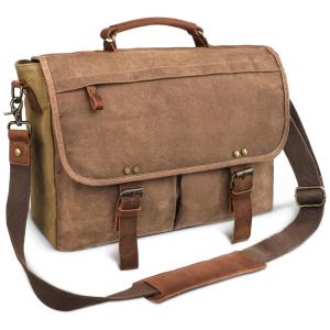 Bolsa mensageiro para laptop emissary bolsa de lona e couro de ombro 15,6