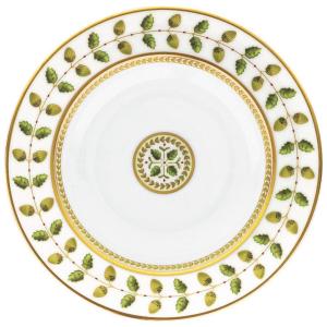 Prato Elegante com Estilo Clássico, Formato Redondo e Material de Porcelana, Bernardaud 0657023, Branco e Verde