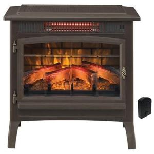Lareira Elétrica Retro Portátil com Controle Remoto e Chamas Realistas 3D, 110V 1500W, Duraflame, Marrom