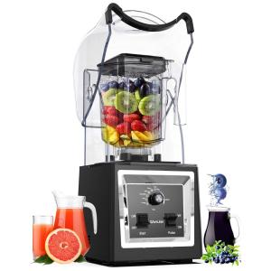 Liquidificador Comercial 2L com Tampa a Prova de Som Removível, 110V 2200W, Wantjoin, Preto