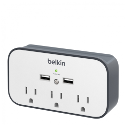 Protetor Contra Picos de Energia e Raios 540 Watts com 3 Portas CA e 2 USB, 110v, BELKIN BSV300ttCW, Branco