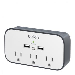 Protetor Contra Picos de Energia e Raios 540 Watts com 3 Portas CA e 2 USB, 110v, BELKIN BSV300ttCW, Branco