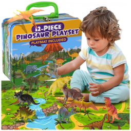 Conjunto de 12 Dinossauros Realistas Beyond Innoventions para Crianças com Tapete de Jogo e Caixa de Armazenamento - Beyond Innoventions