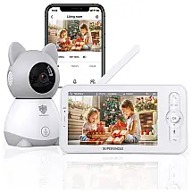 SUPERUNCLE Babá Eletrônica com Câmera 1080P Visão Noturna, Sensor de Umidade, Alcance 304 m
