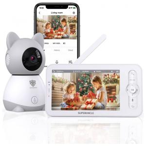 SUPERUNCLE Babá Eletrônica com Câmera 1080P Visão Noturna, Sensor de Umidade, Alcance 304 m