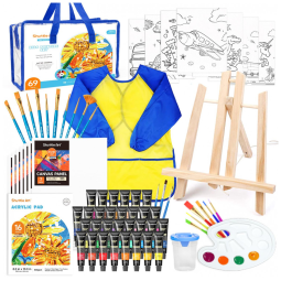 Kit de Pintura Conjunto ístico com 69 Peças, Inclui 30 Tintas, SHUTTLE ART, Azul