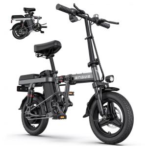 Bicicleta Elétrica Dobrável ENGWE T14, 350W, 60km de Autonomia, Pneus Antifuro 14", Suspensão Completa, 3 Modos de Pilotagem – Preta