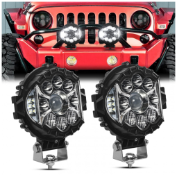 Farol de Milha LED Off Road com 5100 Lúmens e Luz Branca a Prova dÁgua IP68 124V, 80W, 2Un, Aaiwa, Preto