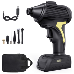 Compressor de Ar com Bateria Recarregável 20V 12V, 120W, 150PSI, DR.METER, Preto