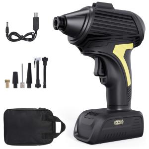 Compressor de Ar com Bateria Recarregável 20V 12V, 120W, 150PSI, DR.METER, Preto