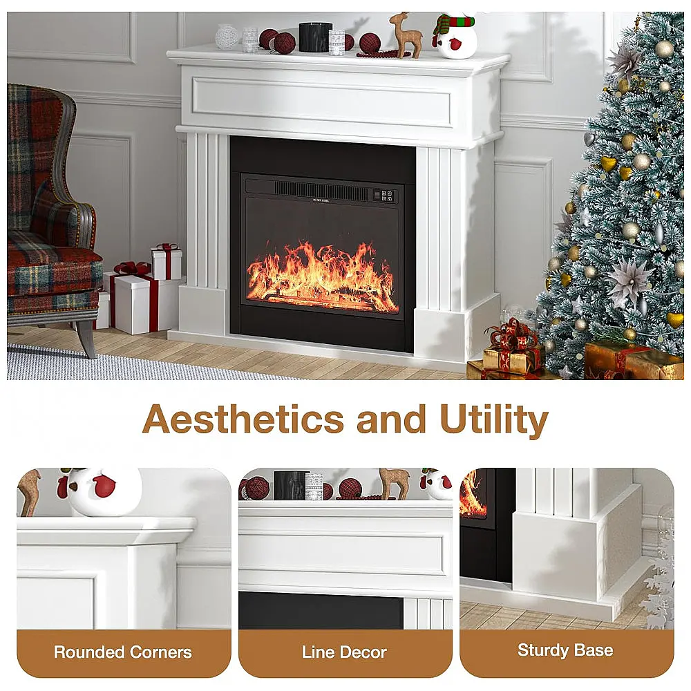 Lareira Elétrica OneBlis 109x95cm 1500W Chamas 3D Mantel Branca Portátil 110V — foto 3