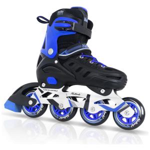 Patins Regulável e Ajustável para Crianças e Adultos, Tam BR 30 a 33, Nattork, Azul