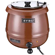 Caldeirão Elétrico Profissional para Sopa 10 Litros com Controle de Temperatura em Aço Inoxidável, 110V 400W, SYBO, Marrom