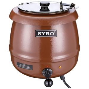 Caldeirão Elétrico Profissional para Sopa 10 Litros com Controle de Temperatura em Aço Inoxidável, 110V 400W, SYBO, Marrom