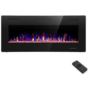 Lareira Elétrica de Embutir A45x106L com Controle Remoto e Temporizador, 110V, R.W.FLAME, Preta