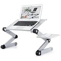 Suporte Ergonômico Laptop Dobrável Ajustável Até 44Cm, RAINBEAN, Prateado