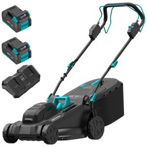 Cortador de Grama Autopropelido sem Fio 2x20V, com Motor sem Escovas e Ajuste de Altura de Corte em 6 Posições, 2 Baterias 4.0Ah,MightyMow