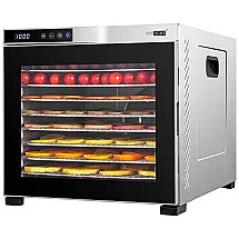 VIVOHOME Desidratador de Alimentos, Aço Inoxidável, 10 Bandejas, Prata, Preto 110V