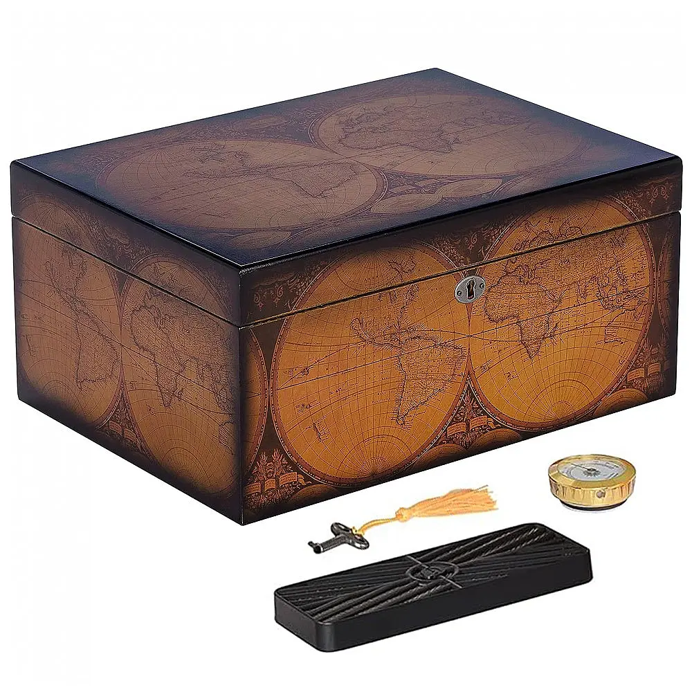 Humidor de Charutos Quality Importers Nogueira Antique Cedro Espanhol 100 Charutos
