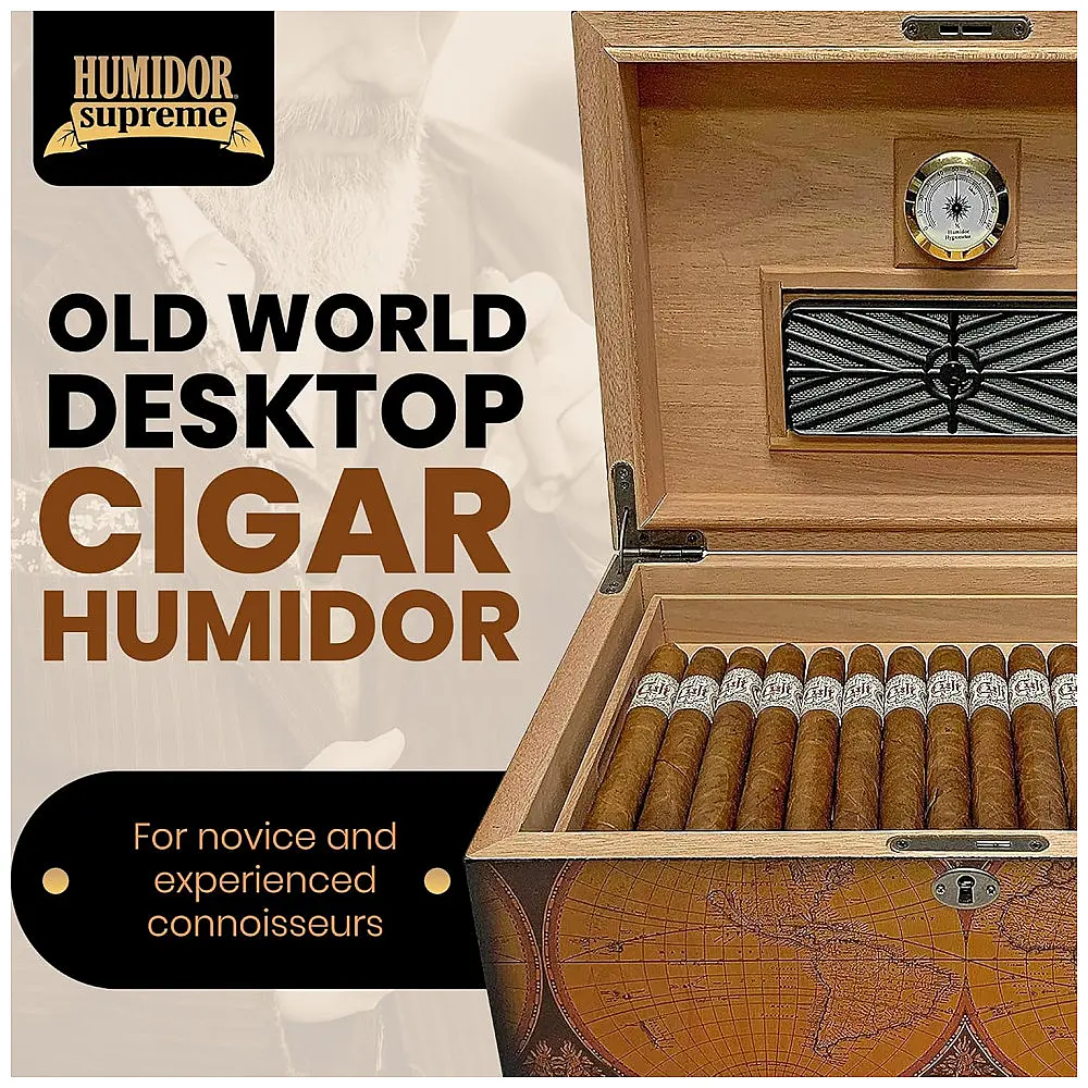 Humidor de Charutos Quality Importers Nogueira Antique Cedro Espanhol 100 Charutos — foto 2