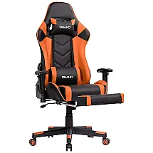 Cadeira Gamer Ergonômica e Giratória Ajustável com Apoio para os Pés, e, OHAHO, Laranja
