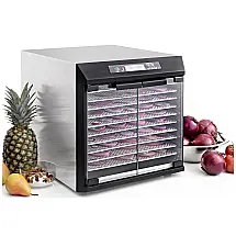 Desidratador de Alimentos com 10 Bandejas, Temporizador de 100H, Desligamento Automático e Controle de Temperatura, 600W, Excalibur, Prata