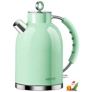 ASCOT Chaleira Elétrica, Aço Inoxidável, 1.7L, Aço Inoxidável, Verde Claro 110V