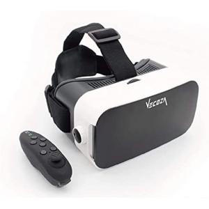 VECOZA Óculos de Realidade Virtual 3D com Fones de Ouvido e Controle Remoto para Celulares de até , Branco